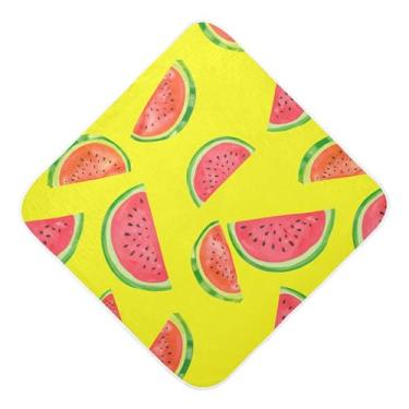 Imagem de Burbuja Toalha de banho de bebê com fatias de melancia - Toalha com capuz de musselina macia e absorvente para recém-nascidos, 89 x 89 cm