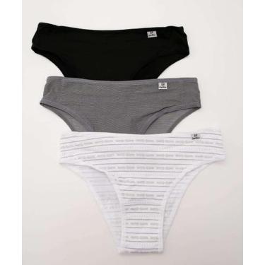 Imagem de Kit 3 Calcinhas Biquíni DelRio-26009, P, Preto, Cinza