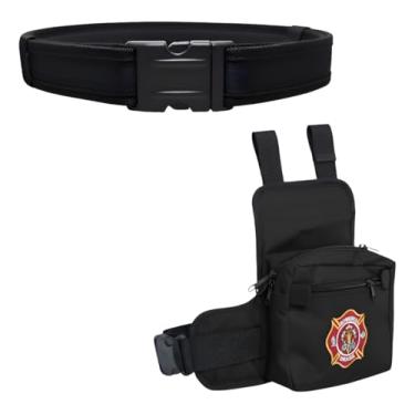 Imagem de Kit Acessórios Bombeiro Civil Bolsão De Perna Espumado + Cinto Tático (Preto)