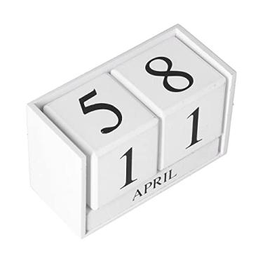 Imagem de KIMISS Calendário Perpétuo de Madeira Elegante - Blocos de Calendário de Mesa Estilo retrô para Decoração de Casa e Escritório - Diário Ecológico Exclusivo Com Material Premium