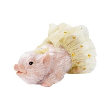 Imagem de MERIGLARE Porquinho de silicone reborn, brinquedo realista e engraçado, boneco de porquinho fofo para meninos e meninas, presente de aniversário ou Dia dos, com Vestido Amarelo