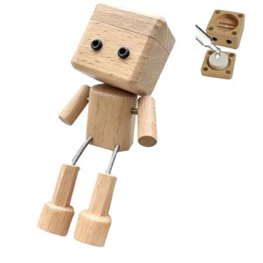 Imagem de OvOHapia Shaking Wooden Man Dashboard Figurine with Aroma Slot, Handmade Wobbly Shaking Leg Doll for Car Decor, Funny Bobble Leg Wood Man Desk Ornament Gift (Wood Color)