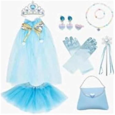 Imagem de Fantasia infantil para meninas, um vestido azul encantador, para se fantasiar, leve, pequeno