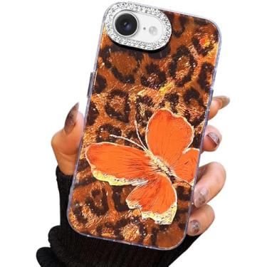 Imagem de I-MGAE-IN-AR Capa compacta para iPhone 16 e design borboleta, moldura de proteção de lente de câmera de diamante 3D, capa protetora de TPU macia e macia à prova de choque para mulheres estampa de