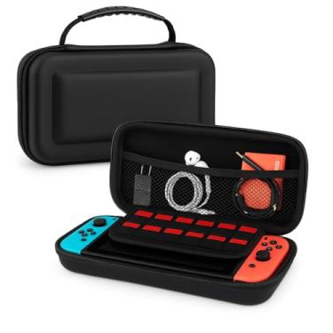 Imagem de Dynamart Case Protetora para Nintendo Switch OLED, Estojo Rígido em EVA, Resistente à Água, com 10 Compartimentos para Jogos, Bolsos para Acessórios, Preto, 27x13x5 cm