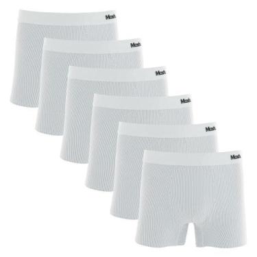 Imagem de Kit 6 Cuecas Boxer Mash Microfibra Risca de Giz 045.00, Branco, M