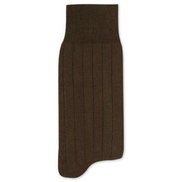 Imagem de Meia Cano Longo Mash Masculina Canelada Casual, Marrom