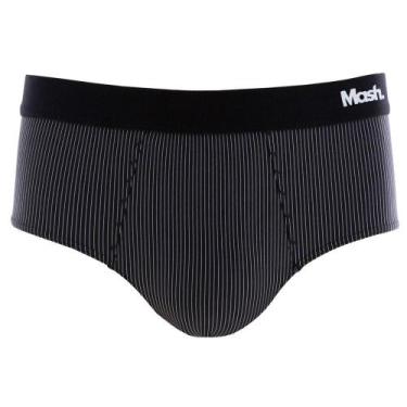 Imagem de Cueca Slip Risca de Giz Mash Masculina Microfibra Elástico, Preto, P