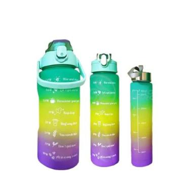 Imagem de Kit 3 Garrafas Squeeze 2L Tie Dye Motivacional Coloridas - Genérico