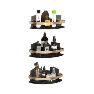 Imagem de Prateleira De Canto Para Banheiro Em Alumínio Sem Furos, Organizador D