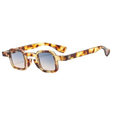 Imagem de Óculos de Sol Pequenos e Modernos Femininos com Lentes Transparentes Degradê e Proteção UV400, Estilo Retrô Masculino, Duas Cores (Azul Âmbar e Chá)