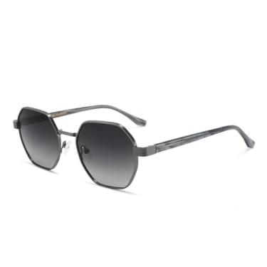 Imagem de Óculos de proteção UV200-400 com armação metálica, lentes polarizadas e modernas para homens e mulheres, cor cinza mesclado, BH01