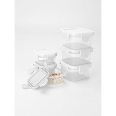 Imagem de Pacote com 6 recipientes pequenos herméticos para alimentos, tampas à prova de vazamento, 142 g + 60 g, micro-ondas/máquina de lavar louça/freezer (branco)