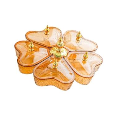 Imagem de Generic Bandeja giratória dividida em formato de coração, portátil e multiuso com tampa, ideal para servir doces, nozes e Decoração para mesa casa, Coração Marrom