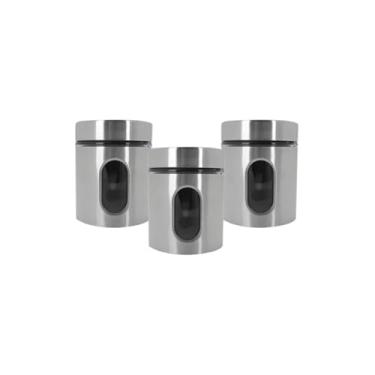 Imagem de Kit 3 Potes em Vidro com Tampa Inox, 870ml/1260ml/2130ml, Transparente, para Armazenamento de Alimentos