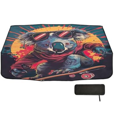 Imagem de Guarda-chuva de skate coala legal para para-brisas de carro proteção de isolamento térmico capas de janela de carro para sol 147 x 75 cm acessórios de carro interior