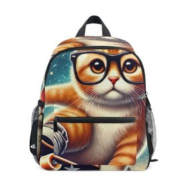 Imagem de GAIGEO Cute Kitten Sport Cat Children's Backpack with Whistle, 2 Bottle Pockets, Lightweight, Baby Backpack for Daycare 10x4x12 In, for Ages 3-8
