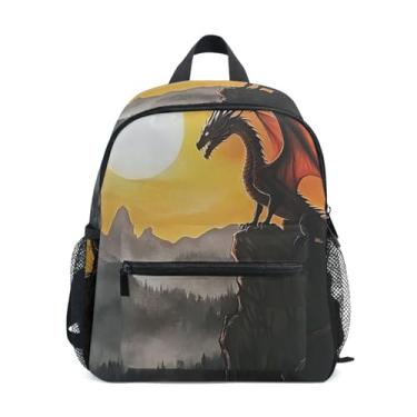 Imagem de GAIGEO Majestic Dragon Mountain Sunrise Kids Backpack, 10x4x12 In, Backpack for Toddler Girls Includes Water Bottle Pockets, Whistle Clip for Safety