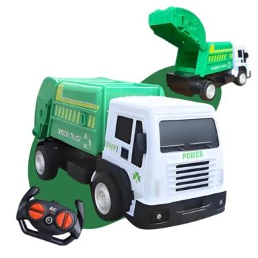 Imagem de Caminhão De Lixo Infantil Com Luz Led Som E Baú Que Abre Brinquedo Educativo Infantil Sustentável Com Controle Remoto Kizumba