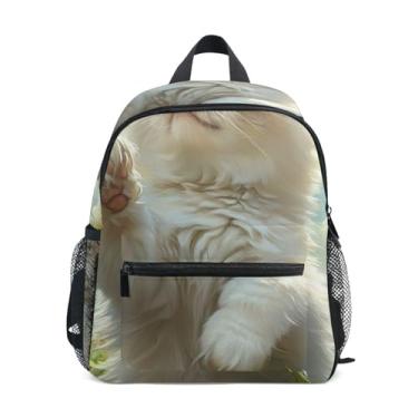 Imagem de Cute Ragdoll Cat Hummingbird Simple Modern Toddler Backpack 10x4x12 In, Girls Mini Backpack with Water Bottle Pockets, Whistle Buckle