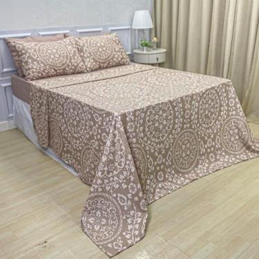 Imagem de Jogo de Lençol 4 Peças Micro Percal 400 Fios Toque de Pêssego Antialér