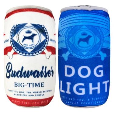 Imagem de JOJHDR Brinquedos de pelúcia Squeaky Dog Paródia engraçada de bebida, brinquedos de simulação de cachorro de cerveja de pelúcia legal, pacote combinado e fofo, tipo D (pacote com 2)