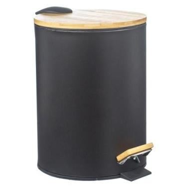 Imagem de Lixeira Com Pedal E Tampa Bambu 20 Litros Para Banheiro Escritório Fab