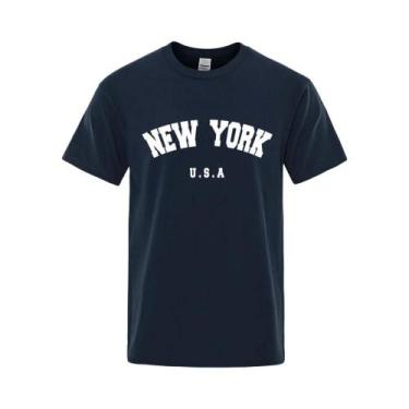 Imagem de Camiseta Masculina Estampada De Rua De Nova York, Solta E Oversized, E