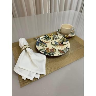 Imagem de Jogo Americano Mesa Posta Impermeável Redondo ou Retangular para Jantar e Eventos – Kit 4 ou 6 Lugares Decorativo Luxo (16. Dourado Quadrado,4 Unidades)