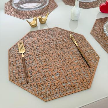 Imagem de Kit 10 Lugar Jogo Americano Octagonal Sousplat Mesa Posta Descanso de Prato(Marrom)