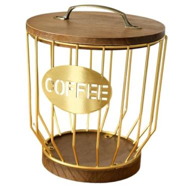 Imagem de WeiLaiKeQi Cesto Organizador para Cápsulas de Café com Base de Arame Metálico, Grande Capacidade, Ideal para Escritório, Cafeteria, Mesa ou Balcão de Cozinha, Ouro