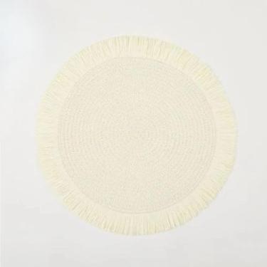Imagem de Jogo Americano Redondo Desfiado 38cm - Descanso Decorativo para Mesa Kit 2 4 ou 6 Peças Elegante e Resistente ao Calor Para Jantar Casamento e Presentes (CREME,KIT 2 PEÇAS)