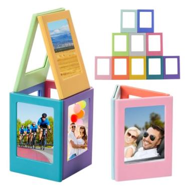 Imagem de FOVIUPET Pacote com 10 cores de moldura magnética para fotos Polaroid, ímãs de geladeira, mini filme Insta, suporte de foto para geladeira, moldura Polaroid de 8,4 x 5,5 cm