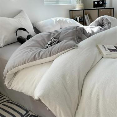 Imagem de Conjunto de cama de algodão com bolhas, algodão lavado, respirável e suave para a pele, conjunto de capa de edredom em jacquard para cama de solteiro, 9, 1,8 m, conjunto de 4 peças