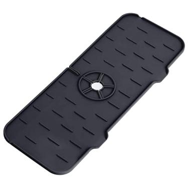 Imagem de Protetor de Borrifo da Pia Cozinha Prato para Pegar Gotejos Manivela do Faucet Silicone Tapete Absorvente Protetores Acessórios Banheiro Casa Campo RV com Design Drenagem Mantém as Bancadas Secas e Li