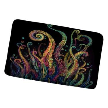 Imagem de Octopus Tentacles Tapete de banho engraçado colorido oceano Kraken animal marinho subaquático vida marinha estética única arte abstrata tapetes de banheiro capacho cozinha capacho banheiro tapete 45 x