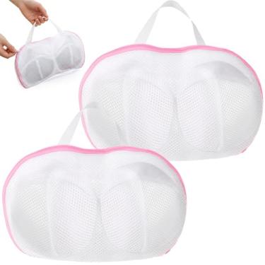 Imagem de Classicseali 2 peças de saco de roupa para sutiãs, bolsa de lavagem de sutiã de malha com zíper, suporte protetor de sutiã 3D não deformado para máquina de lavar, para mulheres, armazenamento de
