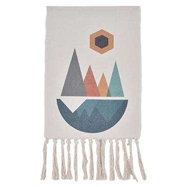 Imagem de Tapeçaria de macramê, linho estilo boêmio decorativo tecido à mão pendurado na parede tecelagem decoração de arte de parede para quarto sala de estar cenário de apartamento