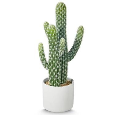 Imagem de ASTRIDIA Cacto artificial pequena suculenta falsa planta de cerâmica para casa, escritório, cozinha, sala de estar, mesa, prateleira e interior Dec-25P0413-1