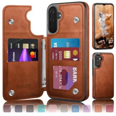 Imagem de DJDUCK Capa carteira projetada para Samsung Galaxy A17 5G com suporte para cartão, [capa com fecho magnético] [proteção de couro com bloqueio RFID] à prova de choque para mulheres e homens para