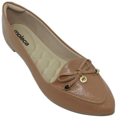 Imagem de Sapatilha Moleca Feminina em Verniz com Laço Cor:NudeTamanho:37, Nude,