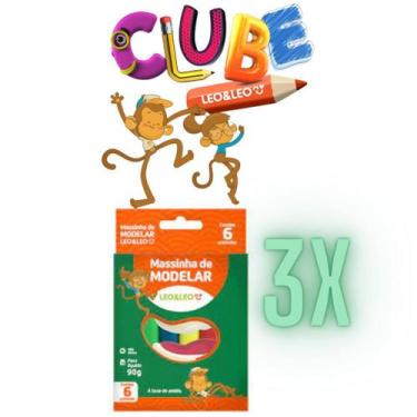 Imagem de Kit 3 Massinha de Modelar 6 Cores Leo e Leo 90G Atacado - Leo&Leo