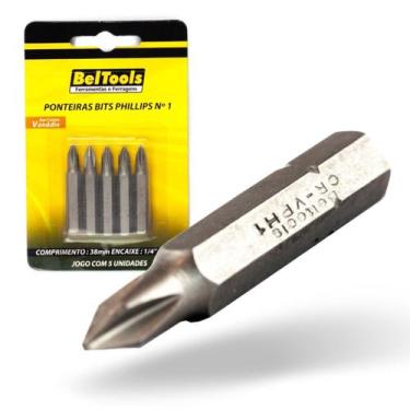 Imagem de Kit 5 Ponta Bit Phillips CV 38mm x 1/4 x N1 Beltools