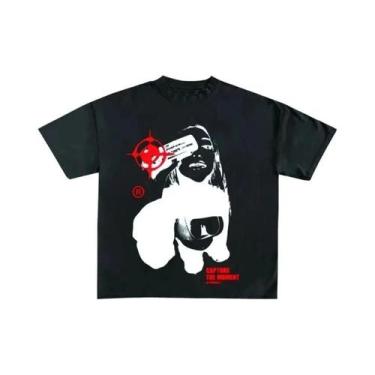 Imagem de Camiseta Masculina Y2K Punk Goth Hip-Hop De Algodão Puro Estampada Vin