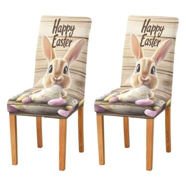 Imagem de SEHANY Lindas capas de cadeira de coelho de conto de fadas para sala de jantar, conjunto de 2, capa protetora elástica removível e lavável para cadeira de jantar para cozinha, hotel, festa, decoração