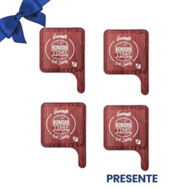 Imagem de OFERTA KIT 4 Tábuas de Madeira Rustica para HAMBURGUER, Cozinha, Grelh