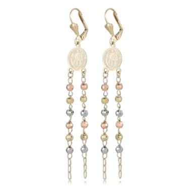 Imagem de HZMAN Brincos de medalha de São Bento para mulheres, brincos pendentes com pingente de caçador de exorcistas com franjas longas, amuleto de proteção de latão, joia de presente