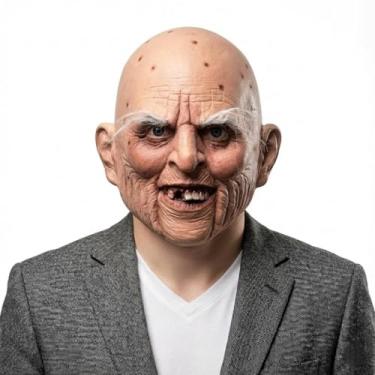 Imagem de x-merry toy Halloween Realistic Old Man Mask Latex Full Head Scary Bald Grandpa Masks with Age Spots Funny Wrinkle Face for Adult Elderly Person Disguise Novelty Prank Props for Costume Party