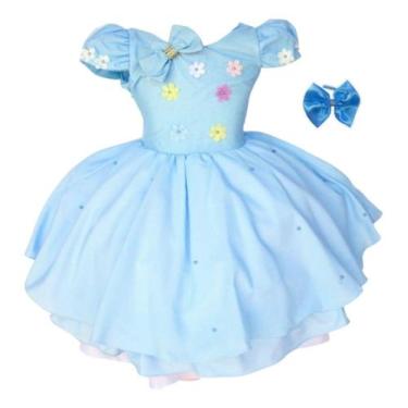 Imagem de Vestido Festa Infantil Flores Luxo Formal Elegante Com Tiara - Pingo D