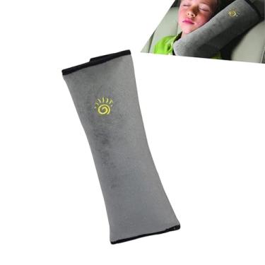 Imagem de Almofada de cinto de segurança para crianças, almofada de viagem extra macia para assento de carro, almofadas universais com alça de assento de carro para crianças, bebês, pessoas e adultos, cinza